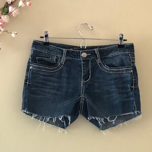 Seven7 Shorts Raw Hem Cut-off Embellished Distressed Denim Size 4